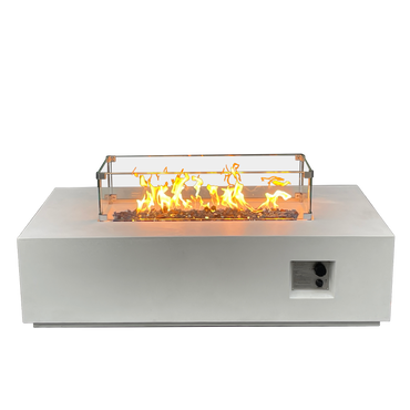 52 Inch Outdoor Concrete Propane gas rectangle Fire Pit table in Antique white color