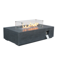 52 Inch Outdoor Concrete Propane gas rectangle Fire Pit table in Dark Gray color