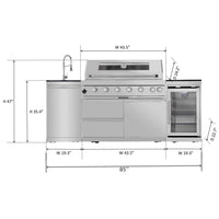 44-Inch 6-Burner 85K BTU Stainless Steel Gas Outdoor Kitchen Island Grill With Wine Cooler, Rotisserie Kit, And Storage Cabinets (SAK97105)