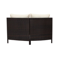 Alora Premium 5-Piece All-Weather Half-Moon Outdoor Rattan Wicker Patio Sectional Sofa Furniture Set With Tempered Glass Table (SAK32615)