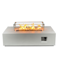 52 Inch Outdoor Concrete Propane gas rectangle Fire Pit table in Antique white color