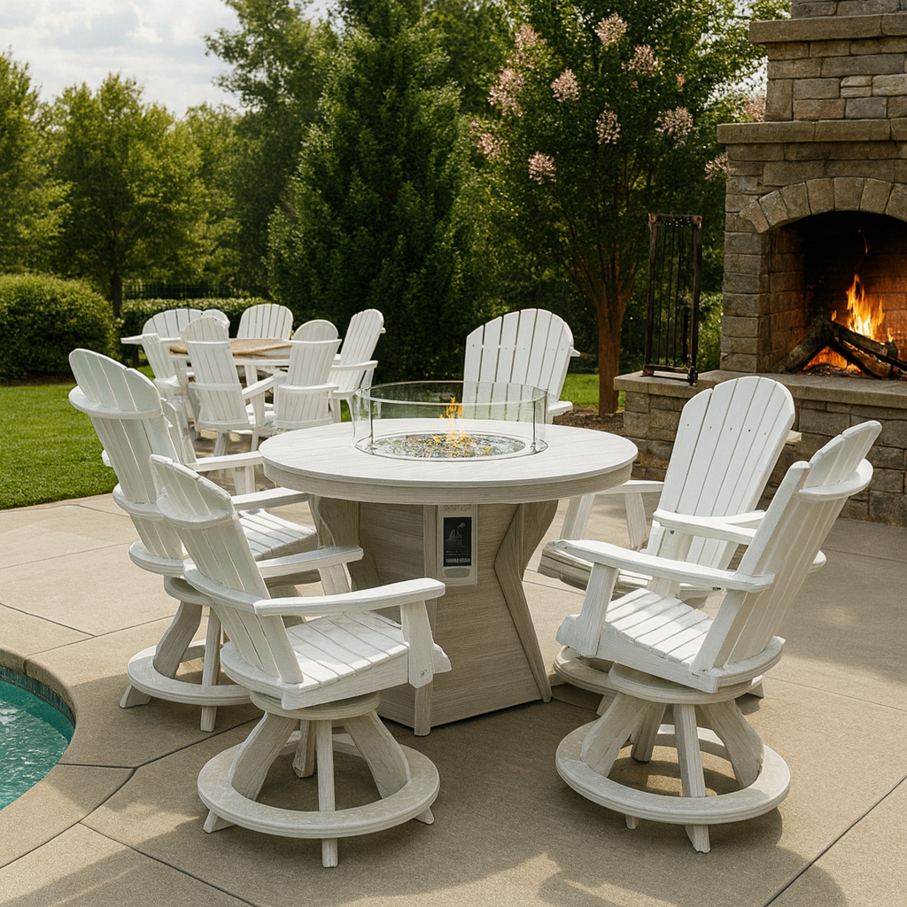 Round Fire Table Set With 4 Chairs - Ready to Ship