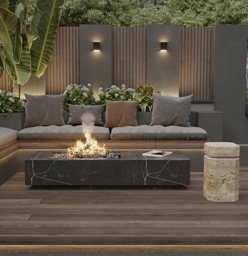 Luxury Travertine Marble Side Table with LED Illumination