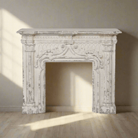 Antique White Fireplace Mantel with Distressed Vintage Finish