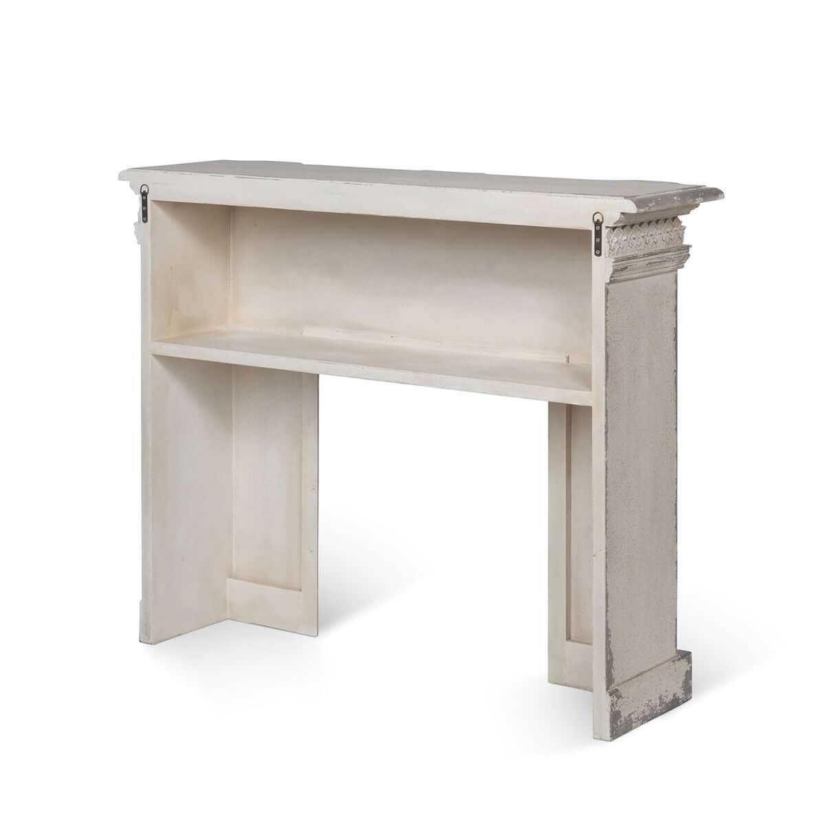 Antique White Fireplace Mantel with Distressed Vintage Finish