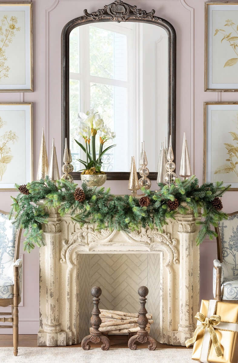 Antique White Fireplace Mantel with Distressed Vintage Finish