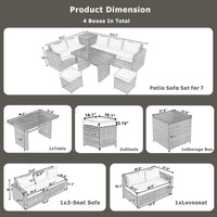 Alora Outdoor 6-Piece All-Weather PE Rattan Sofa Set With Adjustable Seat, Storage Box, Removable Covers, And Tempered Glass Table Top (SAK37221)