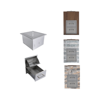 Premium Outdoor Kitchen With 32-Inch 60K BTU Built-In Stainless Steel LPG Gas Grill, Door And Drawer Combo And Stainless Steel Ice Box (SAK98661)