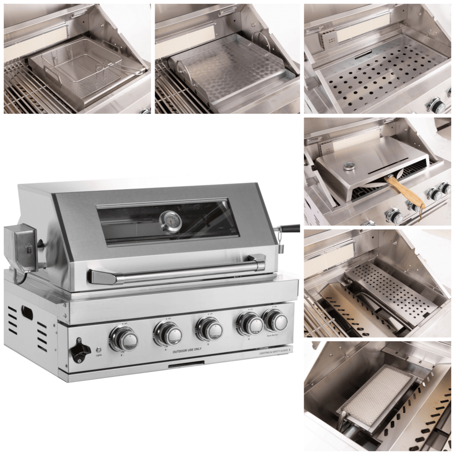 Premium Outdoor Kitchen With 32-Inch 60K BTU Built-In Stainless Steel LPG Gas Grill, Door And Drawer Combo And Stainless Steel Ice Box (SAK98661)