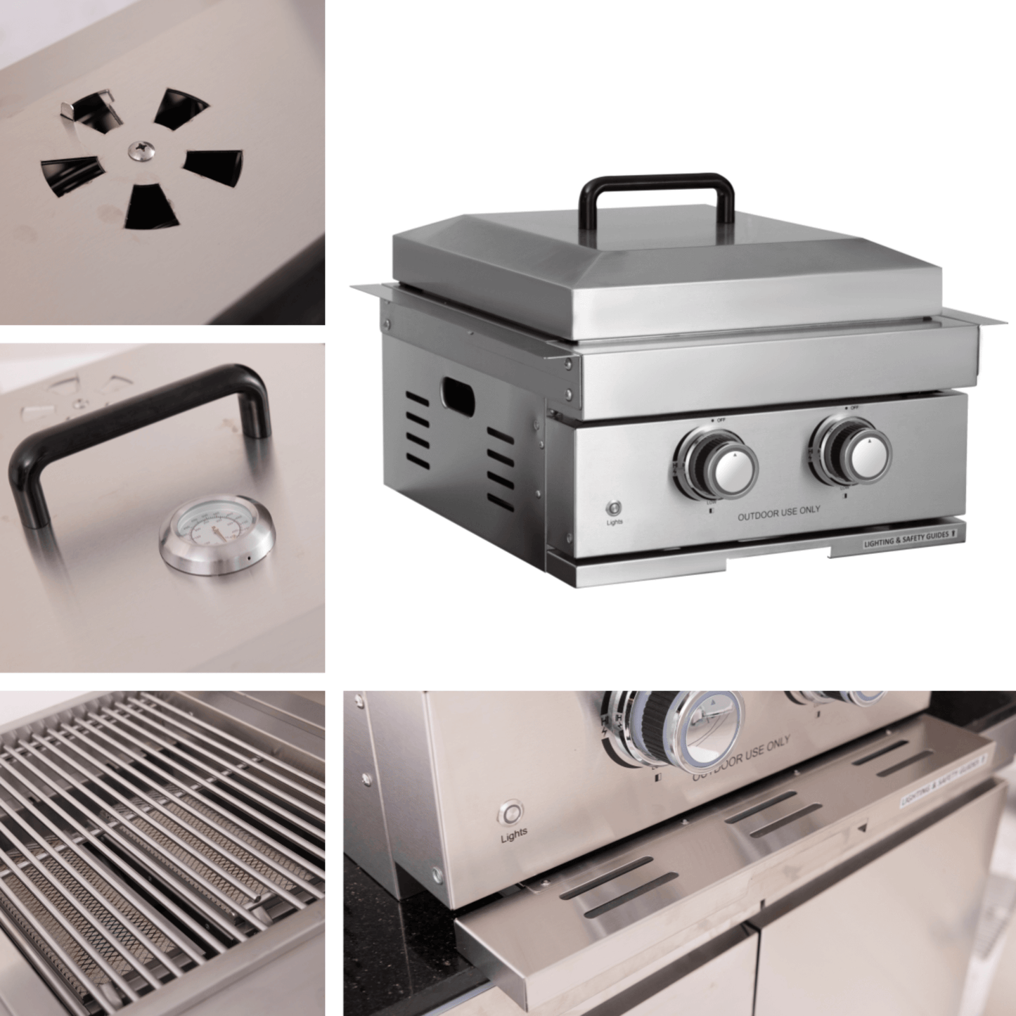 Premium Outdoor Kitchen With 32-Inch 60K BTU Built-In Stainless Steel LPG Gas Grill, Door And Drawer Combo And Stainless Steel Ice Box (SAK98661)