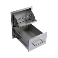 Premium Outdoor Kitchen With 32-Inch 60K BTU Built-In Stainless Steel LPG Gas Grill, Door And Drawer Combo And Stainless Steel Ice Box (SAK98661)