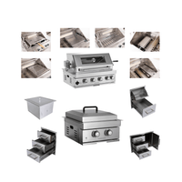 Premium Outdoor Kitchen With 32-Inch 60K BTU Built-In Stainless Steel LPG Gas Grill, Door And Drawer Combo And Stainless Steel Ice Box (SAK98661)