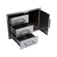 Premium Outdoor Kitchen With 32-Inch 60K BTU Built-In Stainless Steel LPG Gas Grill, Door And Drawer Combo And Stainless Steel Ice Box (SAK98661)