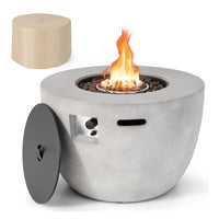 Round 50000 BTU Concrete Propane Fire Pit Table With Lava Rocks & PVC Cover, 36" (SAK91783)