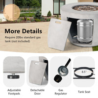 Round 50000 BTU Concrete Propane Fire Pit Table With Lava Rocks & PVC Cover, 36" (SAK91783)